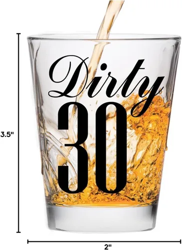Miniatura 8 de Make Em Laugh Dirty 30 Shot Glass (Thirty) - Divertido cumpleaños número 30 - Regalos de cumpleaños 30 para mujeres - Vasos de chupito de cumpleaños