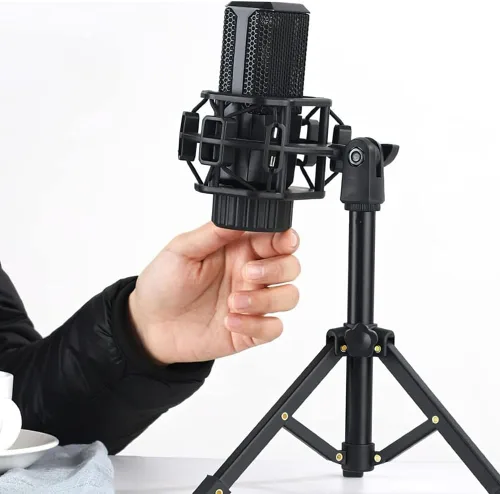 Miniatura 4 de Soporte de micrófono portátil de escritorio 1/4 trípode Soporte de mesa Soporte de micrófono ajustable Soporte de clip de micrófono