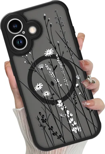 Miniatura 78 de Funda magnética para iPhone 17 Pro [compatible con MagSafe], bonita funda de moda con estampado de leopardo negro, translúcida, mate, parte trasera