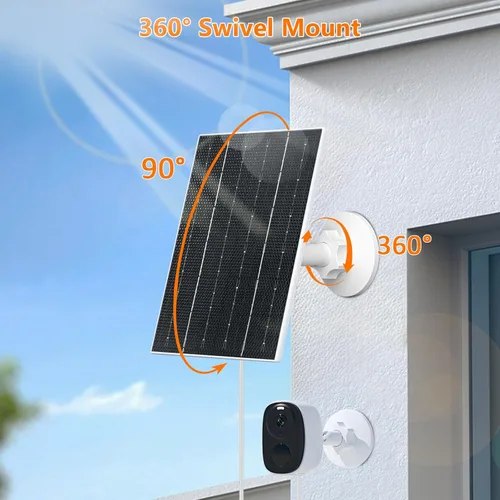Miniatura 5 de Zivif Panel solar para cámara al aire libre, cargador de panel solar USB de 5 V compatible con cámara de batería recargable, cable de 9.8 pies