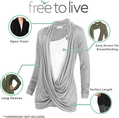 Miniatura 2 de Free to Live Suéter liviano entrecruzado para lactancia para la mujer