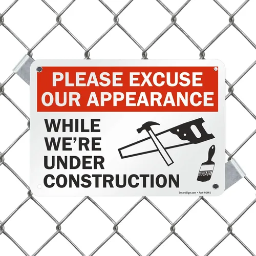 Miniatura 3 de SmartSign Letrero con texto en inglés "Please Excuse Our Appearance While We're Under Construction", plástico de 7 x 10 pulgadas