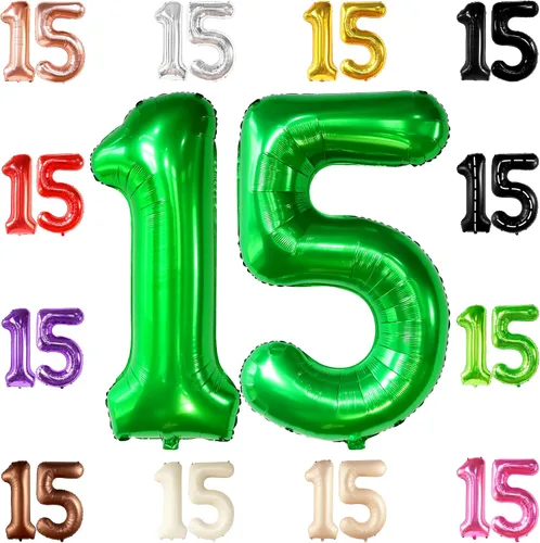 Miniatura 18 de Katchon, Globos rojos enormes del número 15, 40 pulgadas, globos del número 15, decoraciones de cumpleaños de 15 para niñas, decoraciones