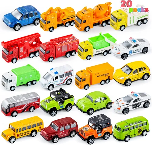 Miniatura 3 de JOYIN Coches urbanos de 38 piezas, autos de juguete de metal fundido a presión, juego de vehículos para niños pequeños, autos de juego para niñas