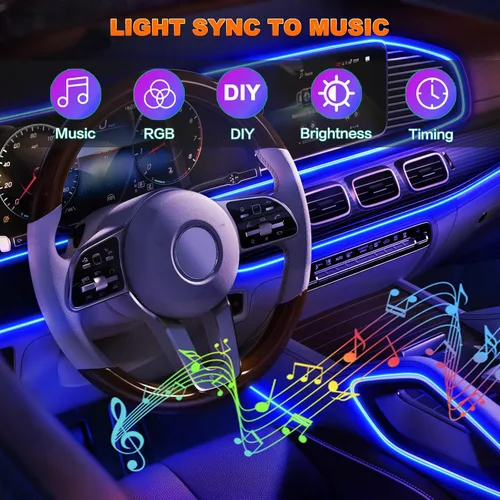 Miniatura 7 de Jushope - Luces LED para automóvil, luces interiores con control inalámbrico por aplicación/control remoto RF/botón, kit de iluminación ambiental