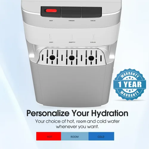 Miniatura 3 de Dispensador de agua con carga inferior autolimpiante para botellas de 3-5 galones, agua caliente, fría y a temperatura ambiente, cerradura