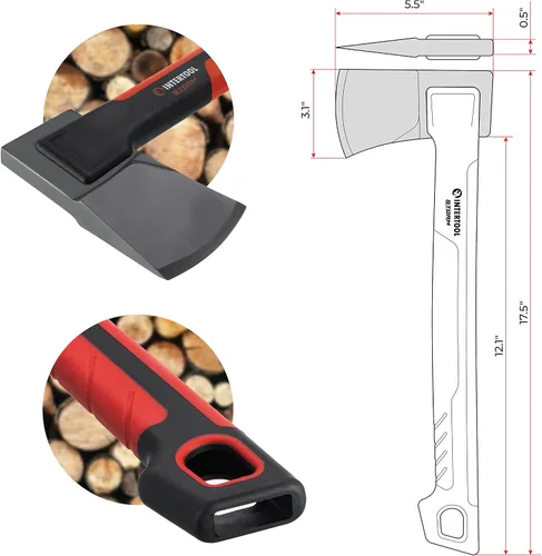 Miniatura 3 de INTERTOOL Hacha larga para acampar con hacha para cortar madera y leñar, herramienta de hacha de 18 pulgadas para dividir leña y supervivencia al