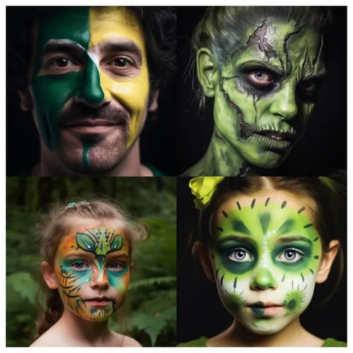 Miniatura 6 de BADCOLOR Barra de pintura verde para rostro y cuerpo, para el día de San Patricio, color negro y verde oscuro, kit de pintura facial para camuflaje