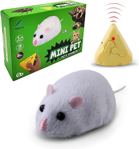 Miniatura 8 de Tipmant Ratones RC de tamaño mini con control remoto IR, rata, ratón, broma de animales, broma, juguetes de trucos de miedo para gatos, perros, Gris