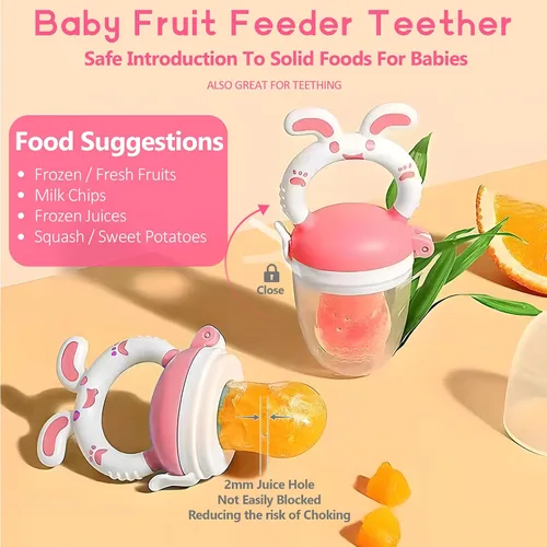 Miniatura 3 de Chupete Alimentador de Frutas para Bebé - Paquete de 6 2 Chupetes Alimentadores de Comida para Bebés y 2 Cucharas Dispensadoras de Comida