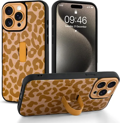Miniatura 101 de Funda compatible con iPhone 17 Pro Max con correa de mano para los dedos, funda de teléfono con estampado de leopardo y guepardo para mujeres