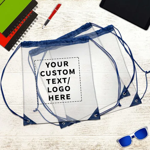Miniatura 7 de DISCOUNT PROMOS Mochilas de plástico con cordón, - Personalizado - Azul, Cordón