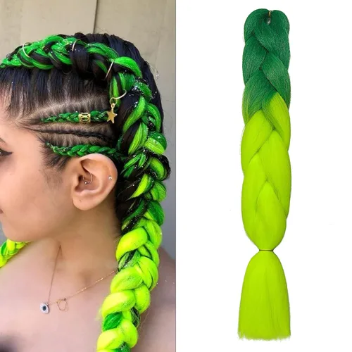 Miniatura 114 de Benehair Extensiones de cabello trenzado ombré de 24 pulgadas, 1 paquete de extensiones de cabello trenzado jumbo de alta temperatura, cabello