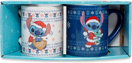 Miniatura 7 de Disney Lilo & Stitch - Juego de 2 tazas de cerámica, tazas de café para expreso, té, cada uno tiene capacidad para 14 onzas