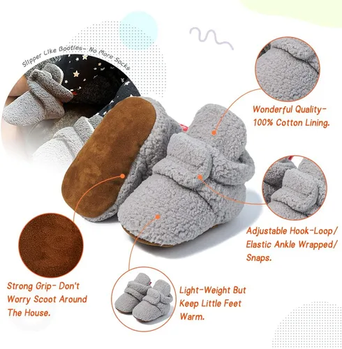 Miniatura 103 de Sawimlgy - Botines de algodón antideslizantes para recién nacido, con agarre, para cuna o para el invierno