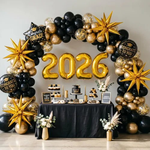 Miniatura 5 de RUBFAC 154 globos negros de diferentes tamaños de 18, 12, 10, 5 pulgadas para kit de arco de guirnalda, globo de látex para fiesta de graduación