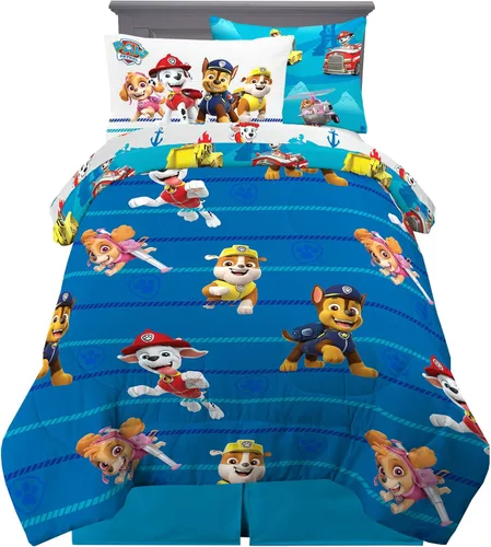 Paw Patrol Ropa de Cama para Niños Edredón y Juego de Sábanas Súper Suave con Funda, 5 Piezas Tamaño Twin, (100% Producto Oficialmente Licenciado de