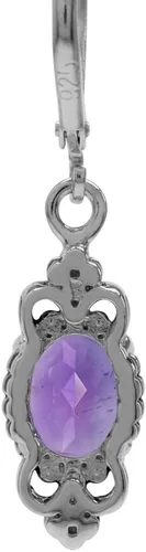 Miniatura 3 de Silvershake Pendientes colgantes de plata de ley 925 de forma ovalada de 0.315x0.236 in, estilo balinés de Bali