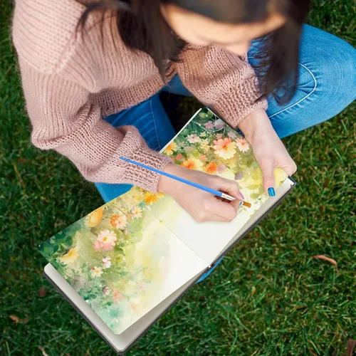 Miniatura 7 de Mooliwe 6 cuadernos de bocetos de acuarela, diario pequeño de acuarela de papel, a granel para pintar 300 GSM, 140 libras, algodón prensa en frío
