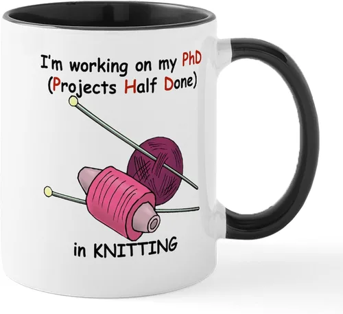Miniatura 13 de CafePress Knitting Phd (Projects Half D Mug 11 oz (11.0 fl oz) Taza de café de cerámica