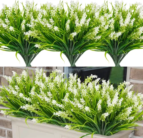 Miniatura 10 de Agusbagli 24 paquetes de plantas falsas de césped artificial, mono, hierba de mono, vegetación resistente a los rayos UV, arreglo de arbustos