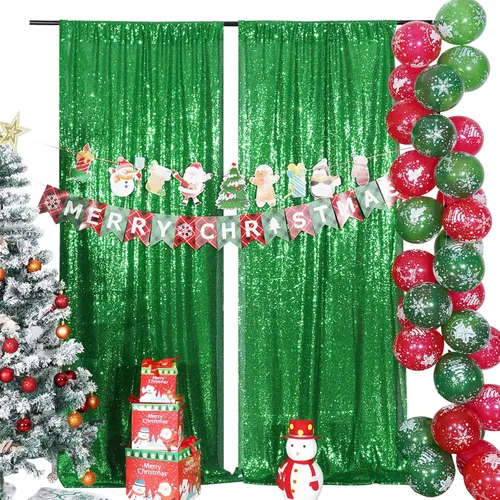 Miniatura 12 de Poise3EHome Cortinas de Fondo de Lentejuelas Verde Azulado, 4 PCS Paneles de Lentejuelas de 3FT x 8FT para Telón de Fondo, Cortinas de Fondo