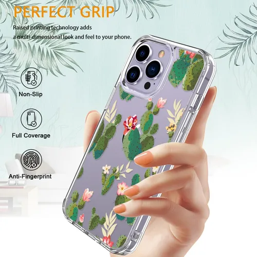 Miniatura 6 de LUHOURI Funda diseñada para iPhone 14 Pro Max con protector de pantalla, acrílico transparente para mujeres y niñas, funda protectora de ajuste