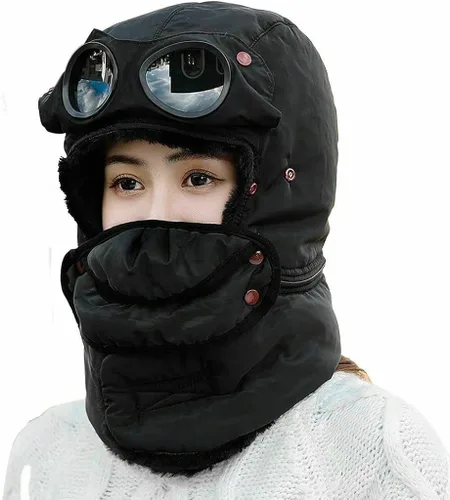 Miniatura 4 de Winter Thermal Trapper Hat with Glasses Winter Cycling Windproof Ski Mask Cap
