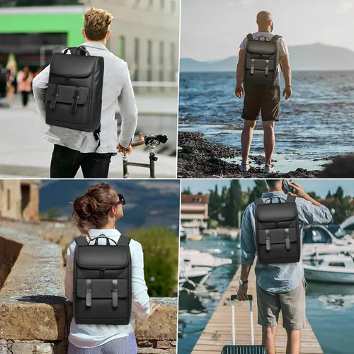 Miniatura 7 de Mochila vintage para laptop para hombres y mujeres, mochila de viaje de 15.6 pulgadas, mochilas impermeables de negocios y universidades, mochilas