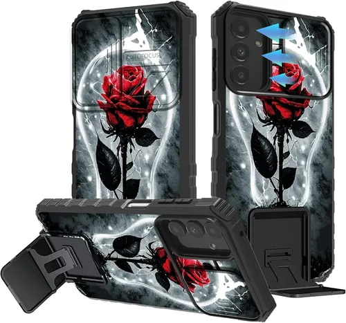 Miniatura 255 de Funda para Samsung Galaxy S22 Ultra 5G, Galaxy S22 Ultra con cubierta de cámara deslizante, funda resistente de doble capa con función atril Black