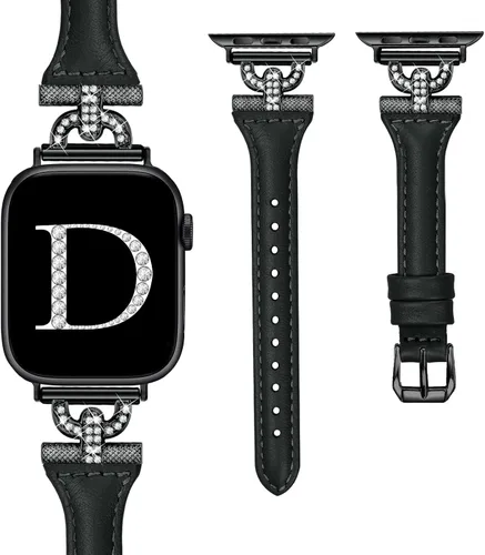Miniatura 12 de Bandas delgadas de cuero compatibles con Apple Watch para mujeres de 40 mm, 41 mm, 38 mm, 44 mm, 45 mm, 49 mm, 42 mm, 46 mm, con forma de D