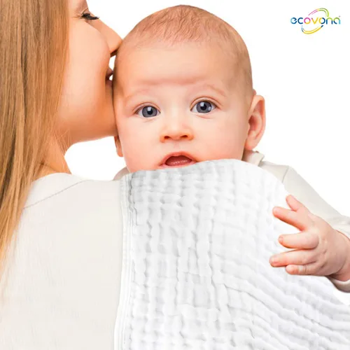 Miniatura 4 de Paño de muselina para bebés niños y niñas (paquete de 8) Artículo esencial de algodón para recién nacidos Diseño unisex blanco Paños súper