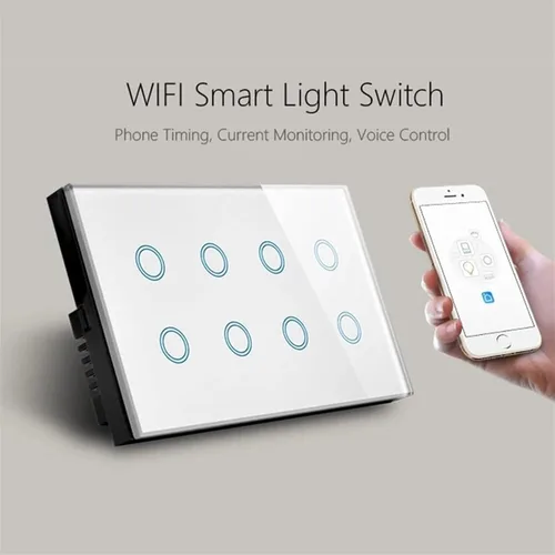 Miniatura 7 de Smart Home WiFi Smart Touch Light Interruptor de pared Interruptor de cristal Panel Tuya App Smart Life Compatible con control de voz (negro)