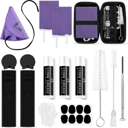 Miniatura 9 de Boao - Kit de limpieza de clarinete de 23 piezas, set de accesorios todo en uno con hisopo, cajas de cañas, grasa de corcho y reposapulgares, kit