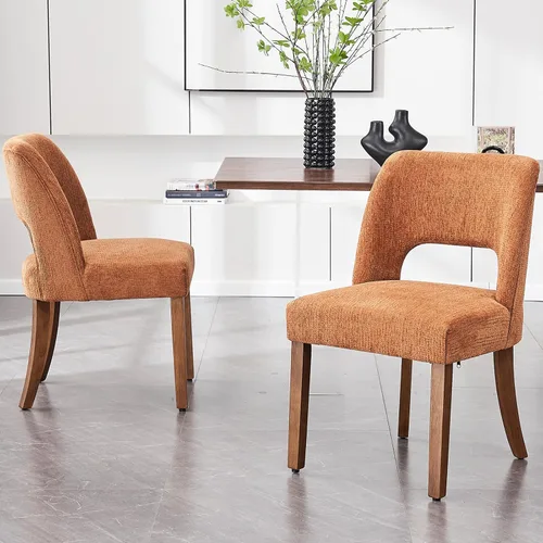 Miniatura 41 de VKNOW Juego de 2 sillas de comedor de madera, silla de comedor tapizada en tela moderna, silla de cocina, silla de cena de granja para cocina y Verde