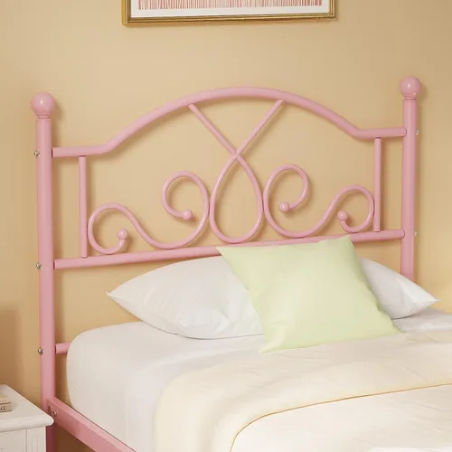 Miniatura 5 de Weehom Marco de cama individual, marcos de cama de metal modernos de tamaño individual para niños y niñas, no necesita somier, base de cama Rosa
