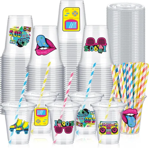 Miniatura 12 de Qinyoung Juego de 60 vasos de plástico pirata a granel de 14 onzas con temática del tesoro pirata, suministros de recuerdo para fiesta, café helado