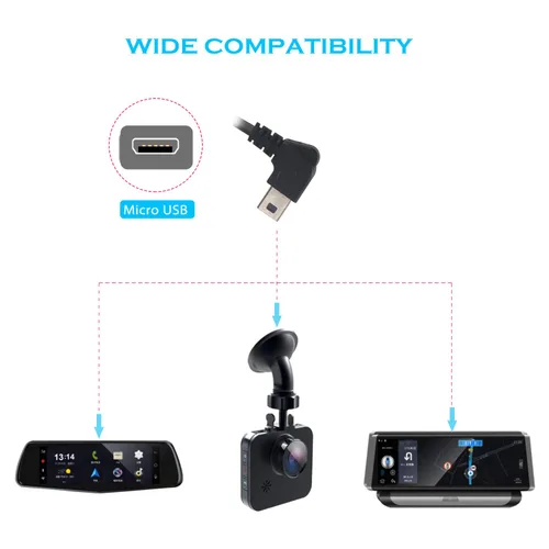 Miniatura 6 de Kit de cable duro para cámara de salpicadero, kit de cable duro micro USB para cámara de salpicadero, Plozoe de 12 V-24 V a 5 V, cable