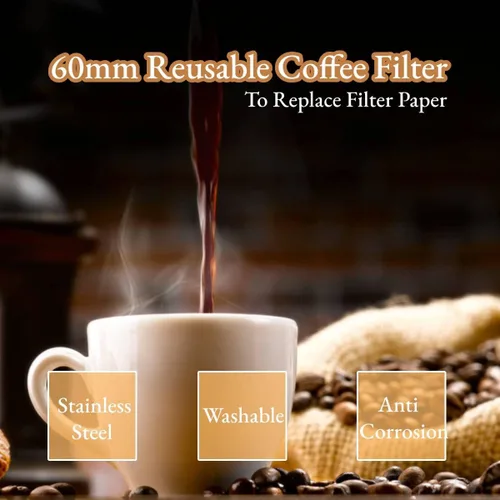 Miniatura 2 de Yosoo - Filtros de café de metal reutilizables de 2.362 in, malla ultra fina, color plateado, compatibles con cafeteras, 1 unidad