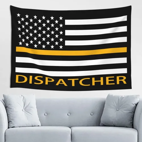 Qauirfe Tapiz con diseño de bandera de línea dorada fina 911, para colgar en la pared, sala de estar, dormitorio, oficina, tapices de tela de 60 x