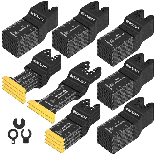 110 piezas de cuchillas multiherramienta, hoja de herramienta oscilante, hojas de sierra oscilantes universales de titanio para metal, clavos,