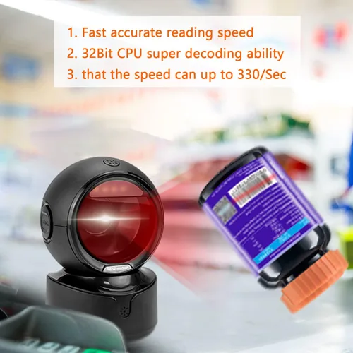 Miniatura 5 de NetumScan Escáner de código de barras omnidireccional automático de escritorio, lector de código de barras QR con cable USB manos libres, detección