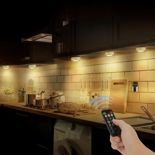 Miniatura 4 de Onumii - Luces LED de disco con control remoto, batería, inalámbricas, con cambio de color, temporizador, para grifo, adhesivas para gabinetes