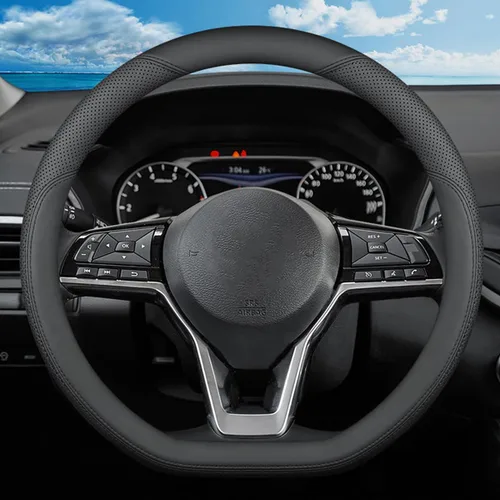 Funda de volante en forma de D para Nissan Rogue Altima Sentra Maxima Pathfinder Kicks Versa SR SV Sport, fondo plano, accesorios para volante de