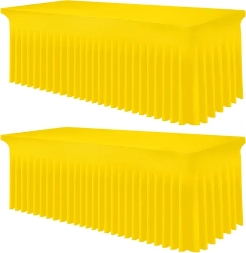 Miniatura 19 de Smiry Mantel de Spandex, Mantel Elástico Ajustable Extensible para Mesas Rectangulares de 6 Pies, Falda Cubierta de Mesa Impermeable y Lavable