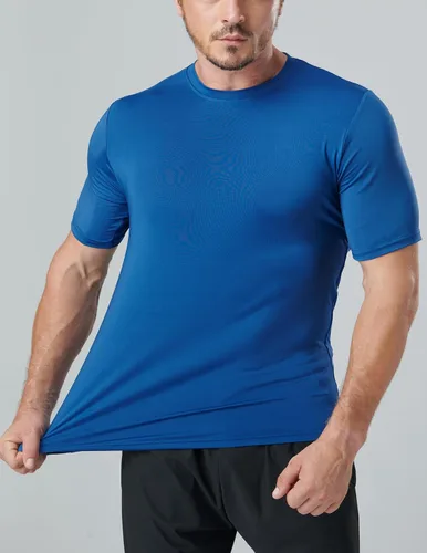 Miniatura 4 de Paquete de 5 camisetas de manga corta, con cuello redondo y de secado rápido para hombre, camisetas deportivas para correr, entrenar o ir al gimnasio