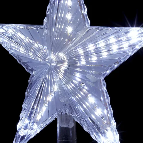 Miniatura 9 de Alpine Corporation Decoración de árbol de estrella de 8 pulgadas con 5 puntos con 31 luces LED blancas frías, decoración navideña