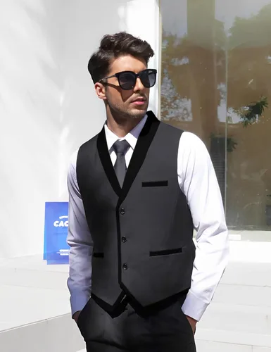 Miniatura 2 de COOFANDY Chaleco de traje para hombre, ajustado, formal, de negocios, casual, para boda