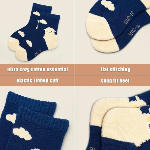 Miniatura 9 de Aisyee Calcetines de algodón para niños, calcetines sin costuras para niños, calcetines coloridos de cuarto de punto, paquete de 6