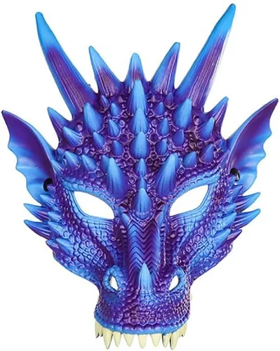 Miniatura 3 de Himine - Máscara de cosplay de cabeza de dragón para festival, fiesta y Halloween Rojo